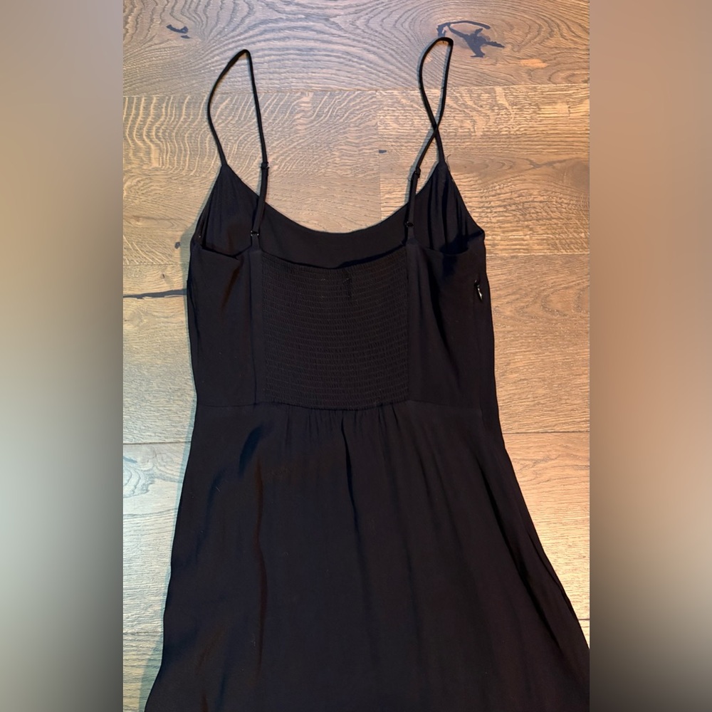Aritzia Wilfred Affogato Spaghetti Straps Side Slit Midi Slip Dress Black Size 4 - Picture 11 of 14